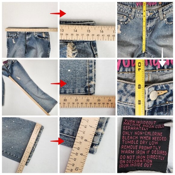 Younique Juniors Distressed Sequin Jeans Size 9 Blue - Picture 7 of 7